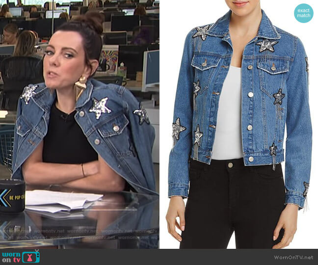 Sunset + Spring Star Embellished Denim Jacket worn by Melanie Bromley on E! News