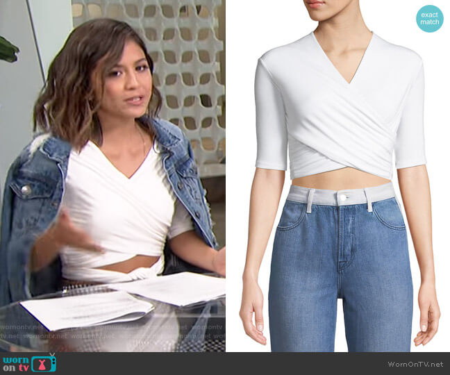 T by Alexander Wang Tie-Back Wrapped Crop Top worn by Erin Lim on E! News