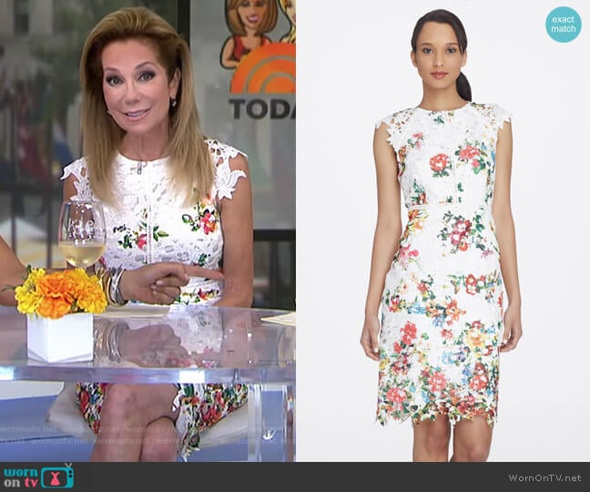 Tahari ASL Floral Chemical Lace Sheath worn by Kathie Lee Gifford on Today