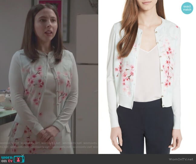 Ted Baker Blossom Woven Front Cardigan worn by Esther Povitsky (Esther Povitsky) on Alone Together