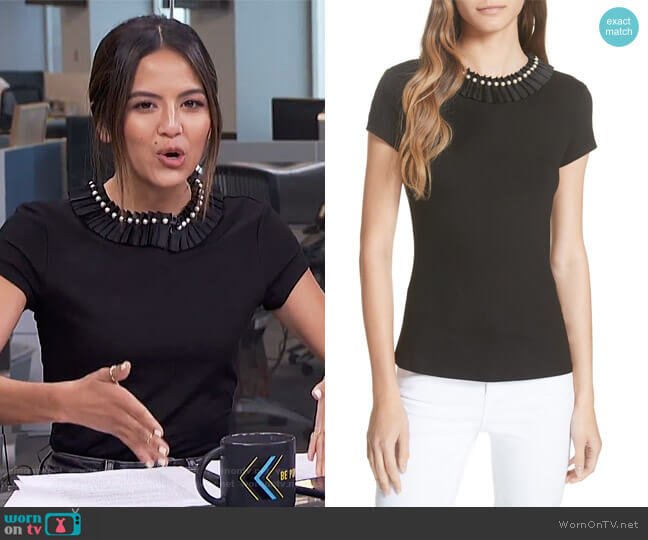 Ted Baker Nickita Imitation Pearl Neck Top worn by Erin Lim on E! News