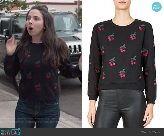 The Kooples Cherry Embroidered Sweatshirt worn by Esther Povitsky (Esther Povitsky) on Alone Together