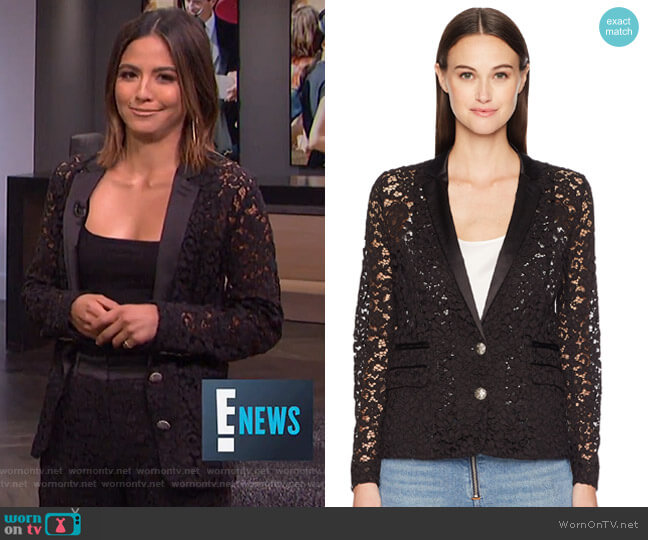 The Kooples Lace and Satin Jacket worn by Erin Lim on E! News