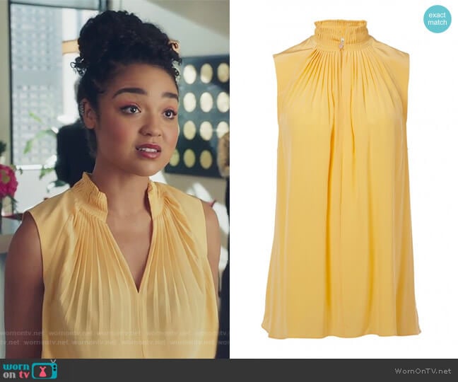 Tibi Arielle Silk Sleeveless Top worn by Kat Edison (Aisha Dee) on The Bold Type