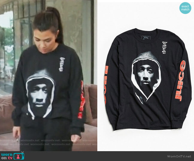 Urban Outfitters Juice X 2Pac How Far Will You Go Long Sleeve Tee worn by Kourtney Kardashian on Keeping Up with the Kardashians