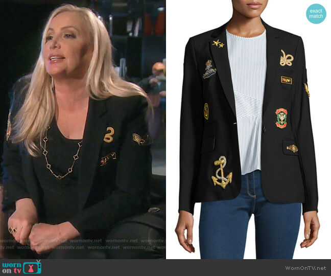 Veronica Beard Classic Patch Jacket worn by Shannon Beador on The Real Housewives of Orange County