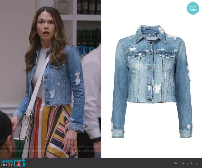 Veronica Beard Cropped Denim Jacket worn by Liza Miller (Sutton Foster) on Younger