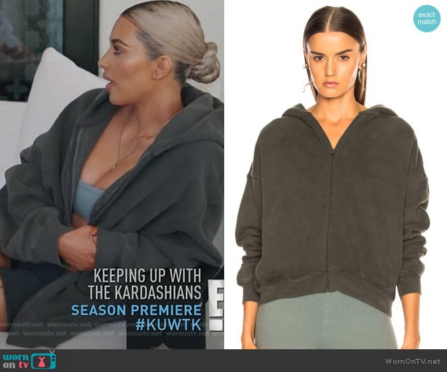 Yeezy Season 6 Zip Up Hoodie worn by Kim Kardashian on Keeping Up with the Kardashians