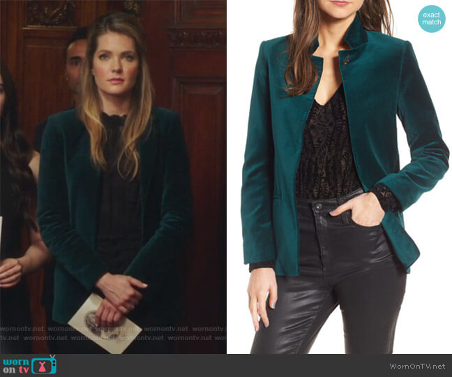 Zadig and Voltaire Volly Velours Blazer worn by Sutton (Meghann Fahy) on The Bold Type