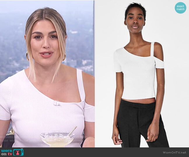 Zara Asymmetrical Ribbed Top worn by Carissa Loethen Culiner on E! News