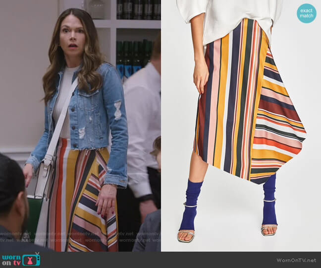 Zara Falda Rayas Multicolor Skirt worn by Liza Miller (Sutton Foster) on Younger