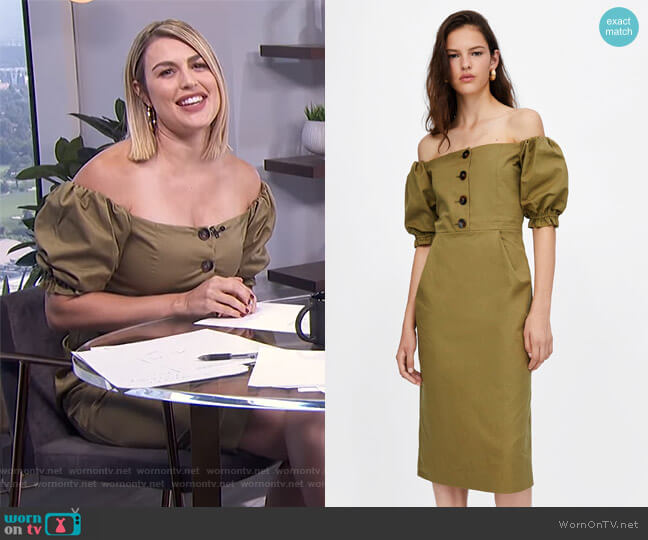 Zara Off the Shoulder Dress worn by Carissa Loethen Culiner on E! News