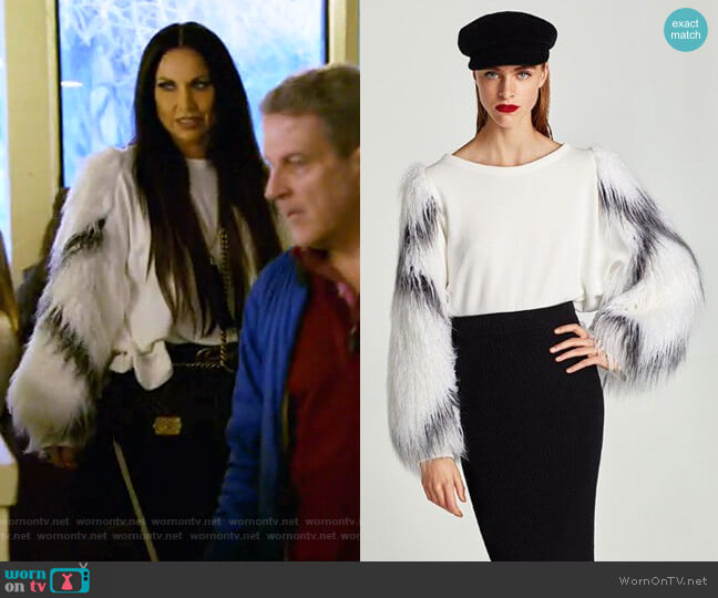 Zara Sweatshirt with Contrasting Sleeves worn by LeeAnne Locken on The Real Housewives of Dallas