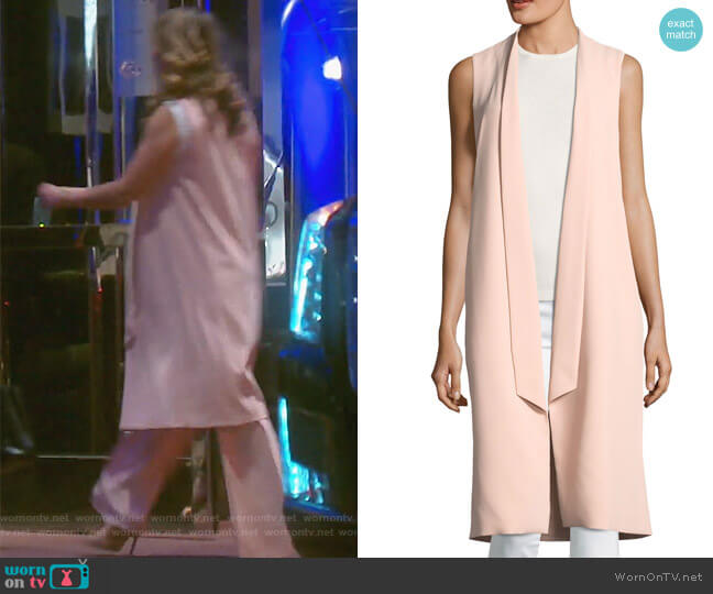 Alice + Olivia Keaton Open-Front Collar Long Vest worn by Kelly Dodd on The Real Housewives of Orange County