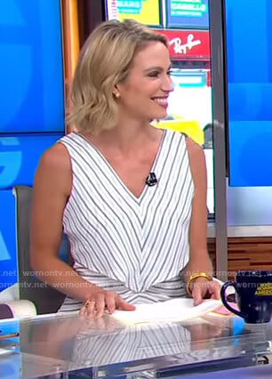 Amy’s white striped v-neck dress on Good Morning America