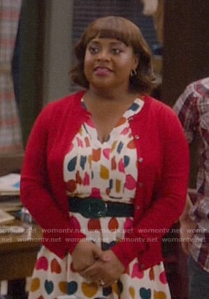 Anne’s heart print dress on Trial and Error