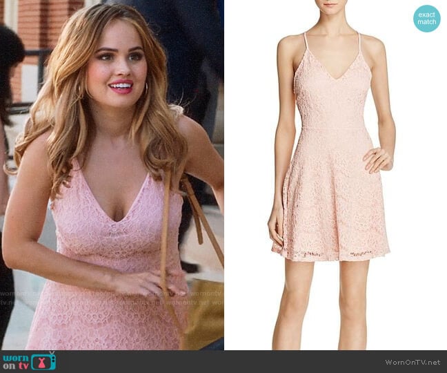 Aqua Lace Cross-Back Dress worn by Patty Bladell (Debby Ryan) on Insatiable