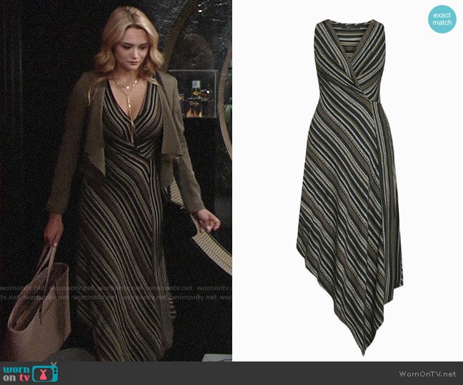 Bcbgmaxazria Asymmetrical Faux-Wrap Dress worn by Summer Newman (Hunter King) on The Young and the Restless