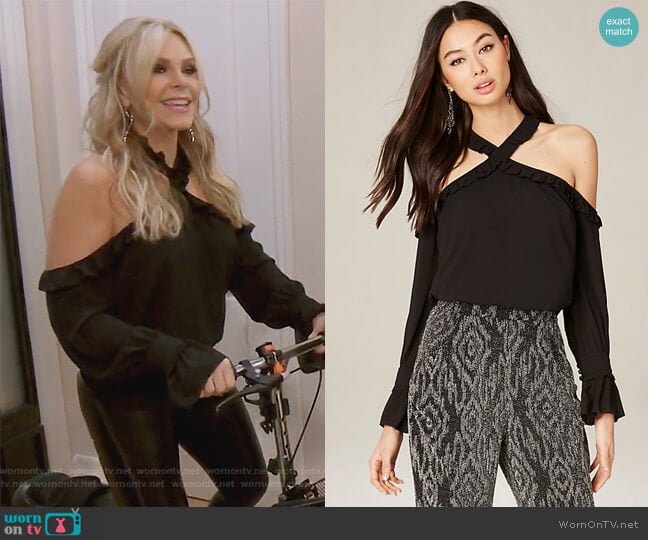 Bebe Crossneck Cold Shoulder Top worn by Tamra Judge on The Real Housewives of Orange County