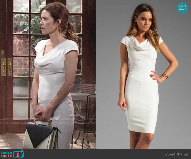 Black Halo Gretchen Dress worn by Victoria Newman (Amelia Heinle) on The Young and the Restless