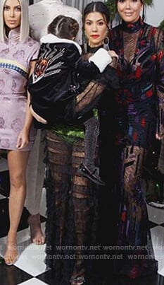 Kourtney’s black ruffle lace gown on Keeping Up with the Kardashians