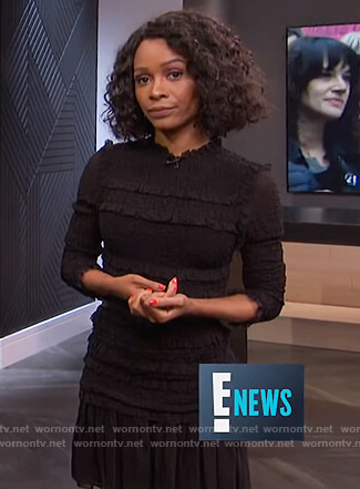 Zuri’s black smocked ruffle dress on E! News
