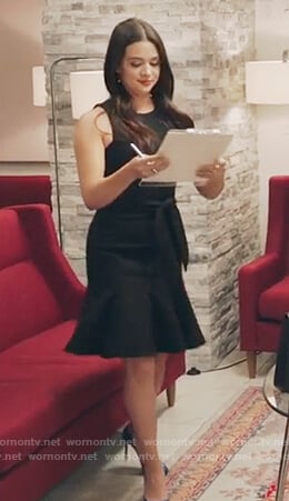 Jane’s black tie waist dress on The Bold Type