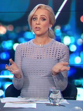 Carrie’s blue eyelet dress on The Project