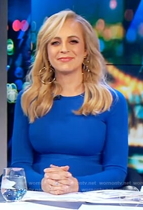Carrie’s blue long sleeve dress on The Project
