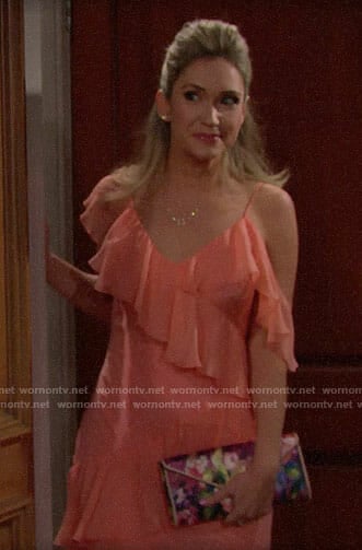 Bridget’s orange ruffled dress on The Bold and the Beautiful