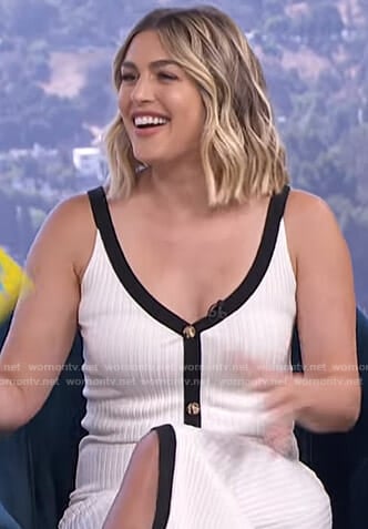 Carissa’s white ribbed midi dress on E! News Daily Pop
