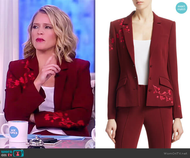 Cinq a Sept Gabrielle Floral Embroidered Blazer worn by Sara Haines on The View