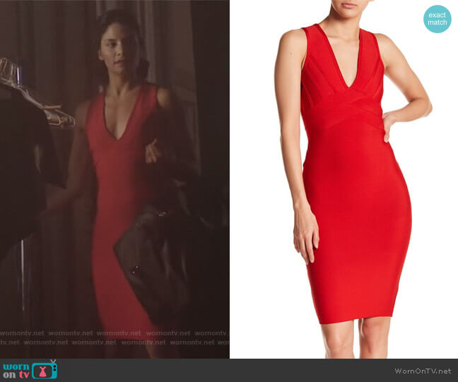 Dalia MacPhee Deep V-Neck Bodycon Dress