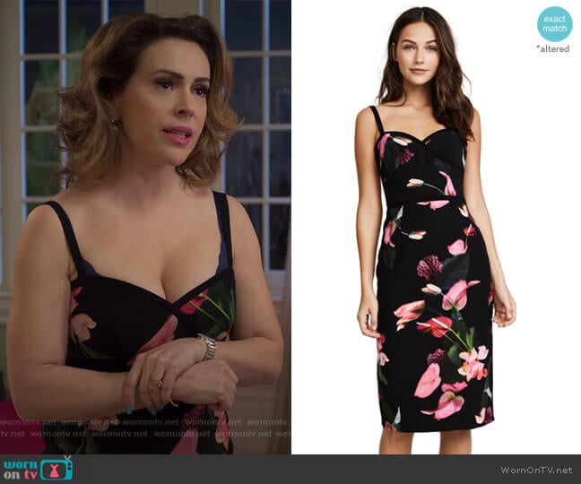 Black Halo Daria Dress worn by Coralee Armstrong (Alyssa Milano) on Insatiable