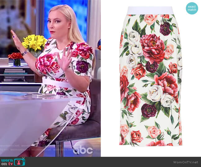 Dolce & Gabbana Floral Crepe Skirt worn by Meghan McCain on The View