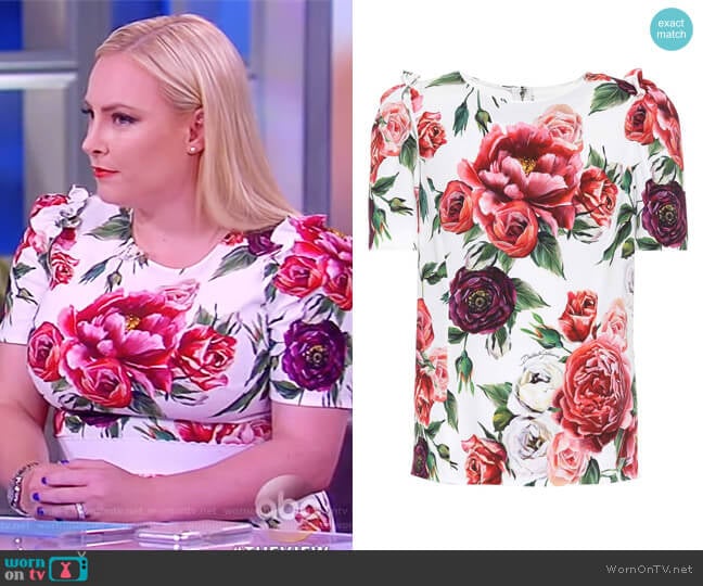 Dolce & Gabbana Floral Crepe Top worn by Meghan McCain on The View