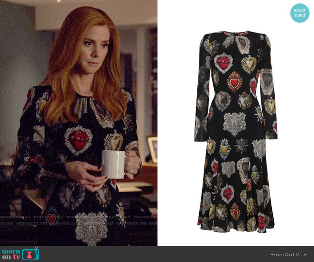 Dolce & Gabbana Heart Print Midi Dress worn by Donna Paulsen (Sarah Rafferty) on Suits