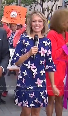 Dylan’s navy floral bell sleeve dress on Today