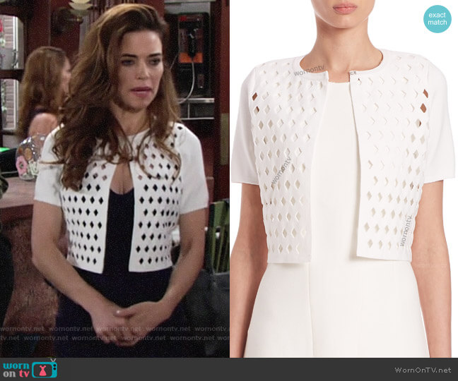 Elie Tahari Kierney Sweater worn by Victoria Newman (Amelia Heinle) on The Young and the Restless