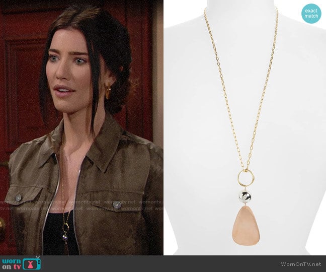 Elizabeth and James Tulum Pendant Necklace worn by Steffy Forrester (Jacqueline MacInnes Wood) on The Bold and the Beautiful