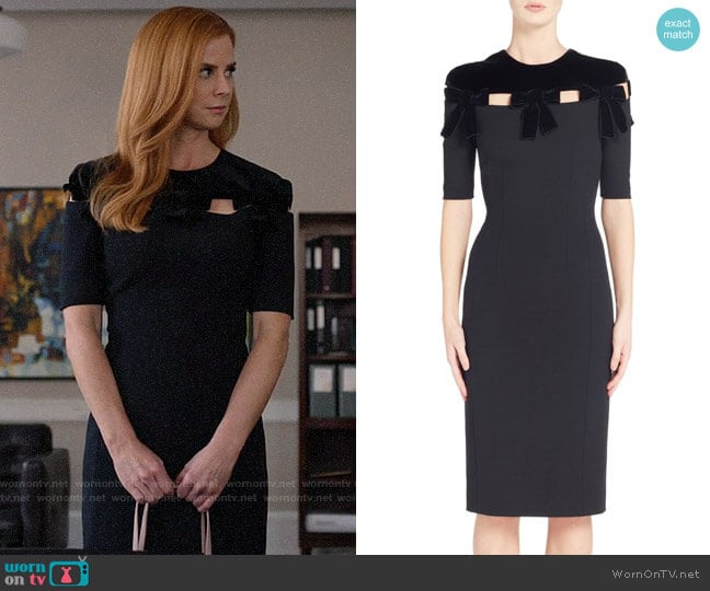 Fendi Velvet Bow Detail Dress worn by Donna Paulsen (Sarah Rafferty) on Suits