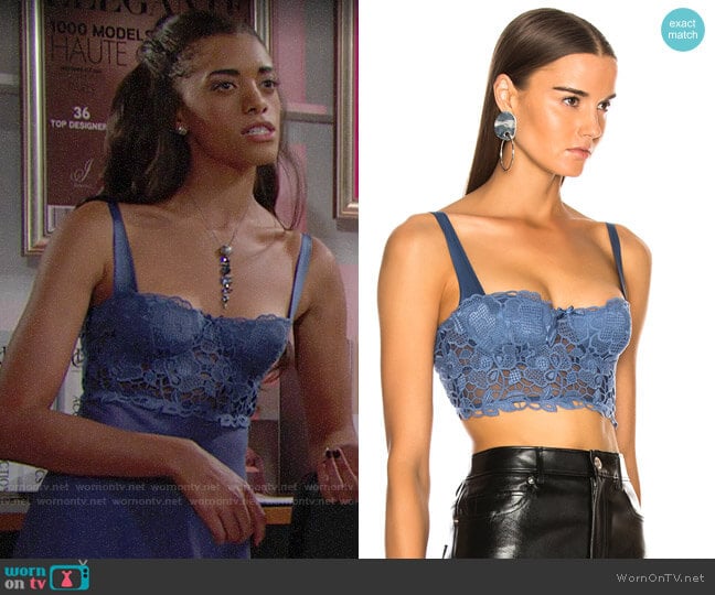 Fleur du Mal Guipure Longline Balconette Bra worn by Zoe (Kiara Barnes) on The Bold and the Beautiful