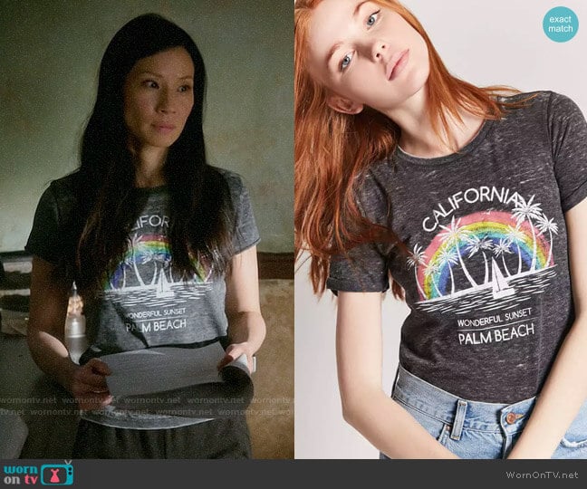 California Palm Beach Graphic Tee from Forever 21 worn by Joan Watson (Lucy Liu) on Elementary