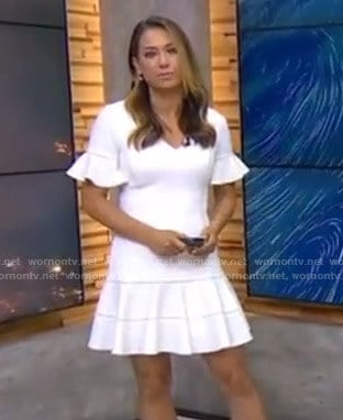 Ginger’s white ruffle sleeve dress on Good Morning America