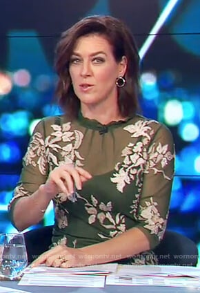 Gorgi’s green floral embroidered dress on The Project