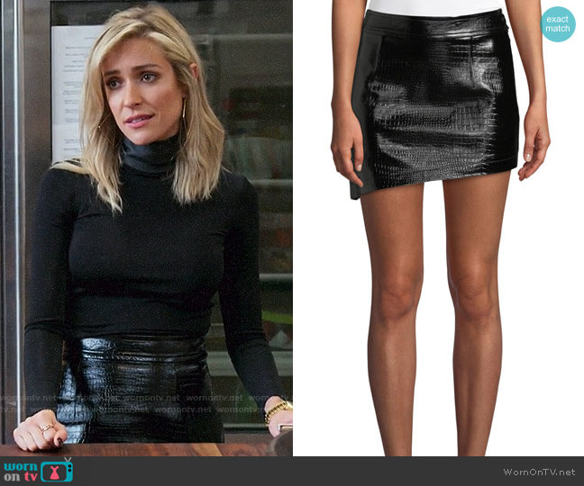 Helmut Lang Croc-Embossed Leather Mini Skirt worn by Kristin Cavallari on Very Cavallari