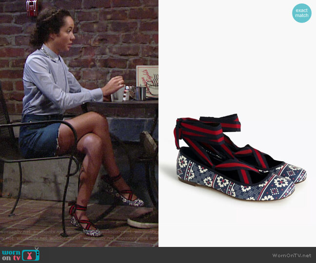 J.Crew Lily Lace-up Ballet Flats worn by Mattie Ashby (Lexie Stevenson) on The Young and the Restless