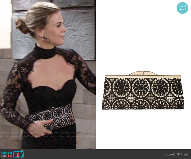 Jessica McClintock Sloan Floral Lace Clutch worn by Phyllis Newman (Gina Tognoni) on The Young and the Restless