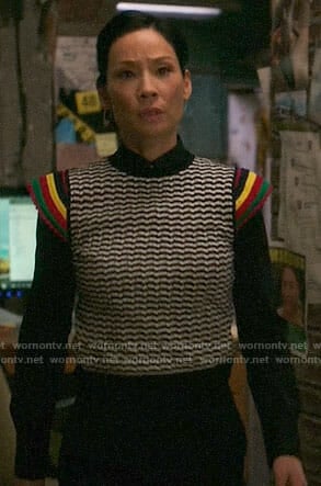 Joan’s striped sleeve top on Elementary