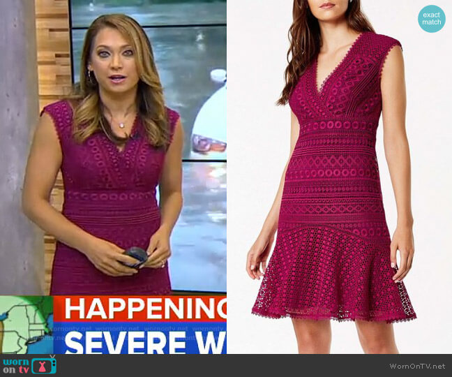 Karen Millen Lace Peplum Dress worn by Ginger Zee on Good Morning America